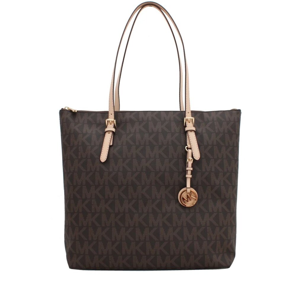 Michael Kors - XL PVC Jet Set North South Top Zip Tote Shoulder Bag - Brown
